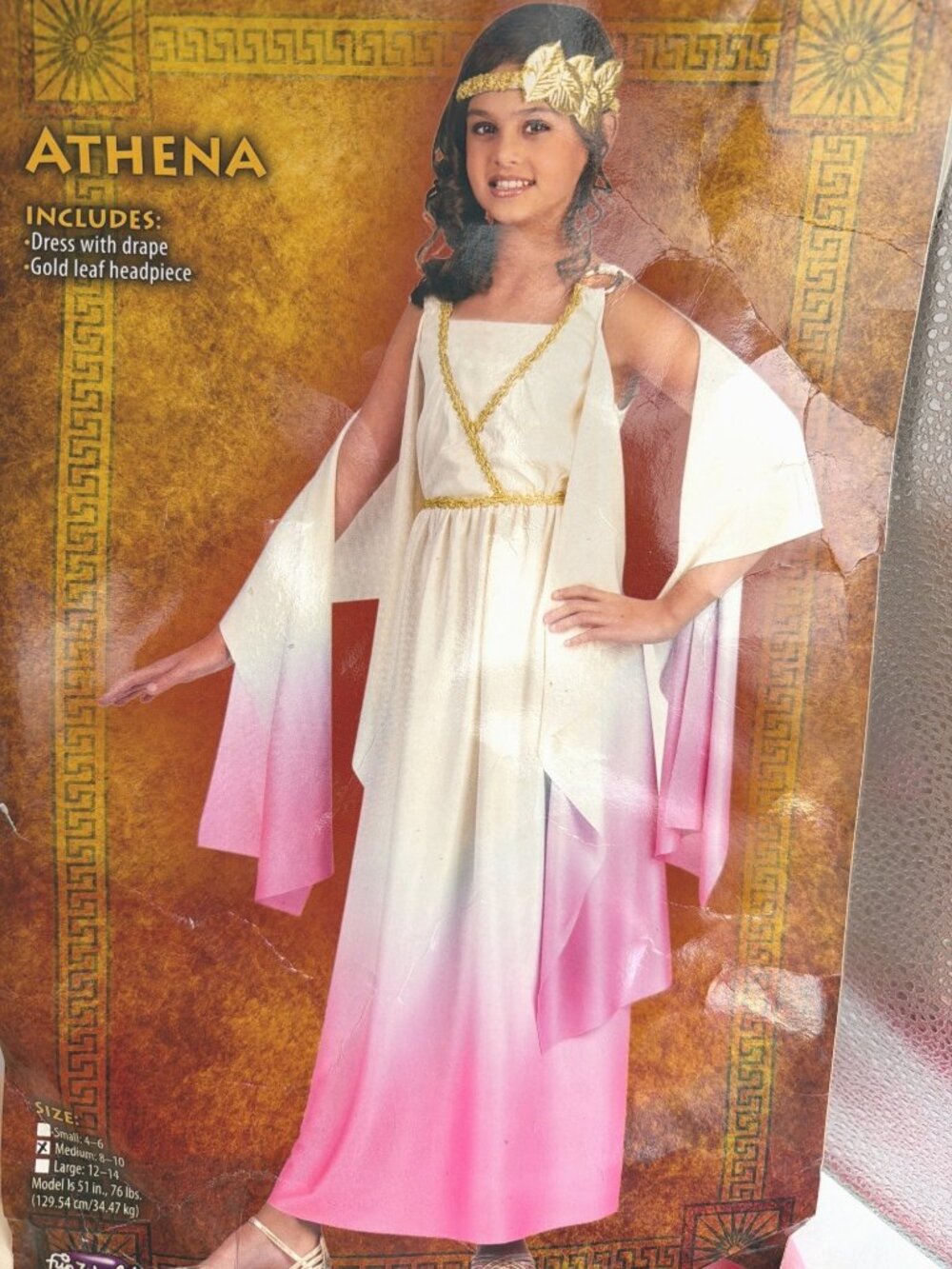 Fun World Athena Greek Goddess Costume Roman Empress Cosplay Girl Size M 8-10